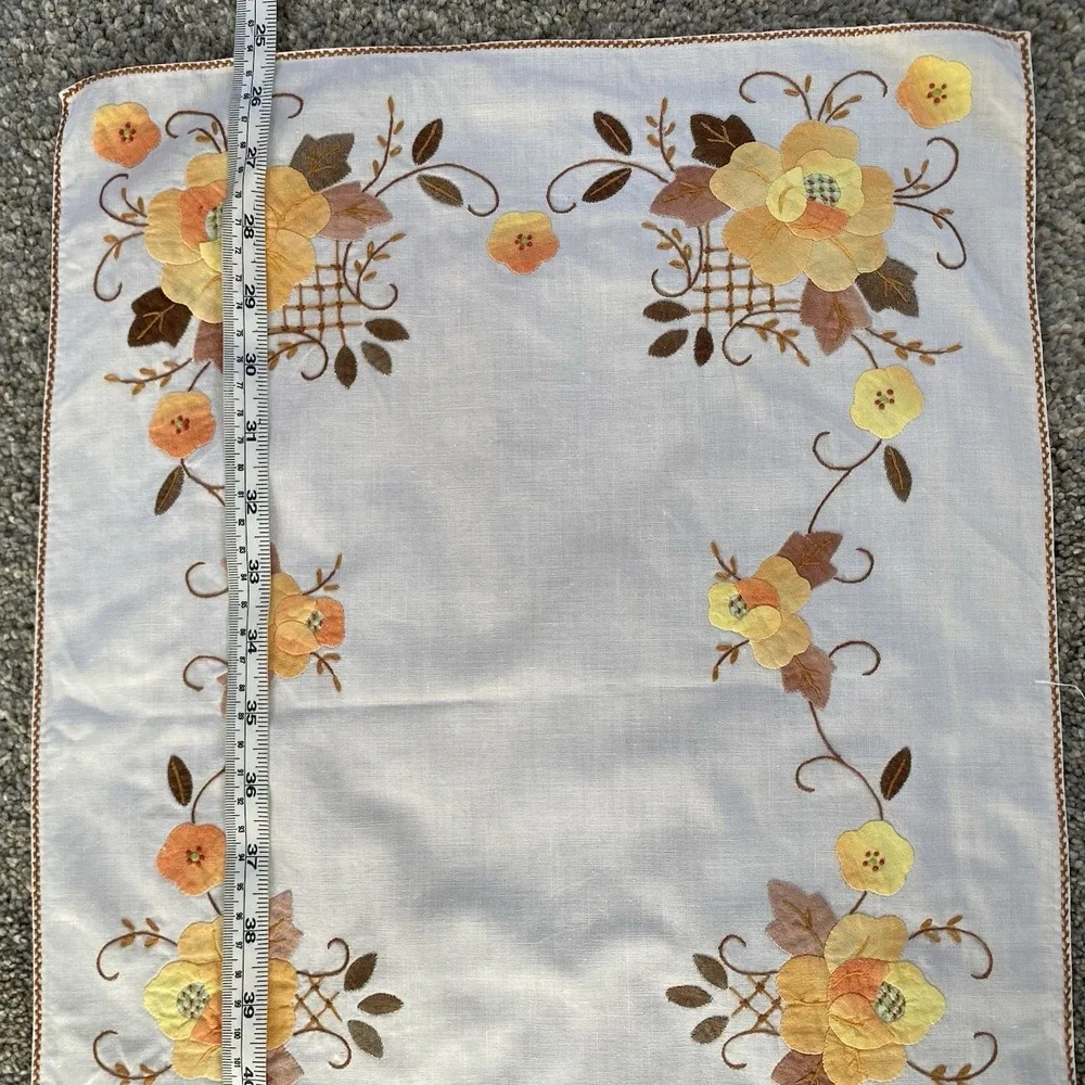 Vintage Table Runner And Napkins Set Floral Appliques Embroidery Handmade